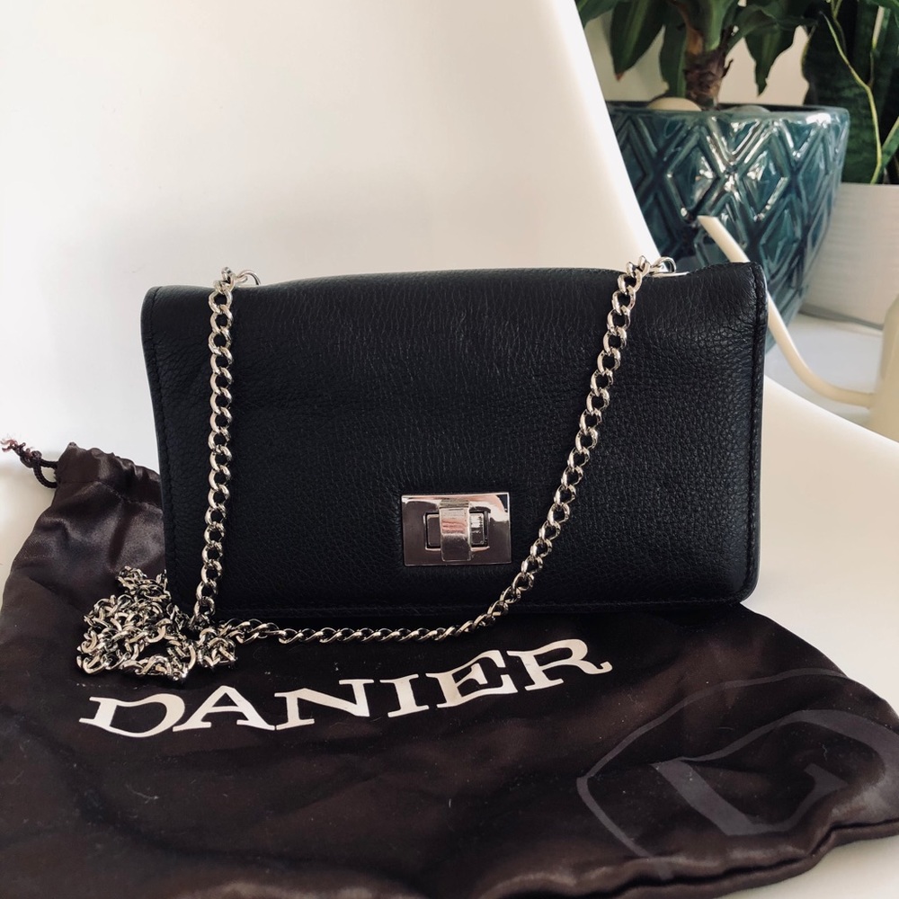 Danier Black Leather Wallet on Chain